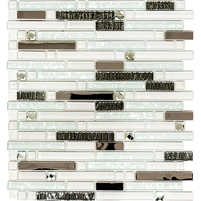 Mosaikfliese Crystal Mix - 29,8 x 33,8 cm, Weiß, Glänzend - Ansicht von oben