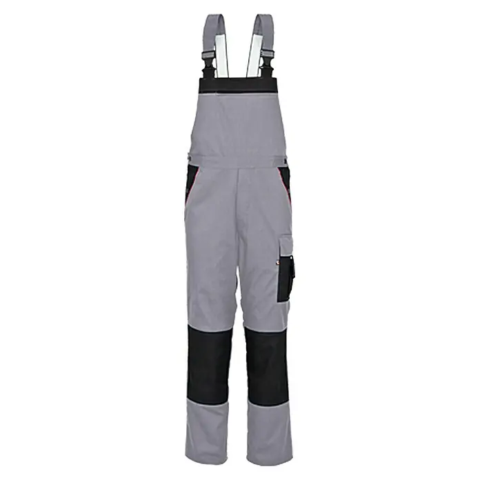 Latzhose - M 48/50, Grau/Schwarz, 65 % Polyester; 35 % Baumwolle - Vorderansicht