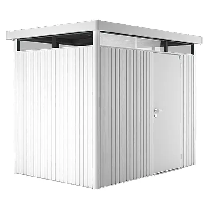 Biohort Gerätehaus HighLine - Außenbreite inkl. Dachüberstand: 236 cm, Außentiefe inkl. Dachüberstand: 180 cm, Stahl, Weiß