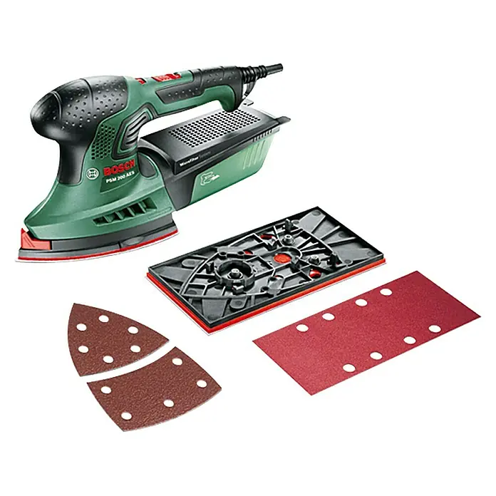 Bosch Multischleifer PSM 200 AES - 200 W, Schwingzahl bei Nennlast: 6.000 U/min - 26.000 U/min - Vorderansicht
