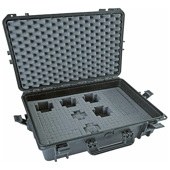 Wasserdichter Koffer MAX 430 mit Einlage - L x B x H: 464 x 366 x 176 mm, Mit Würfelschaumstoffeinlage, Schwarz, Kunststoff
