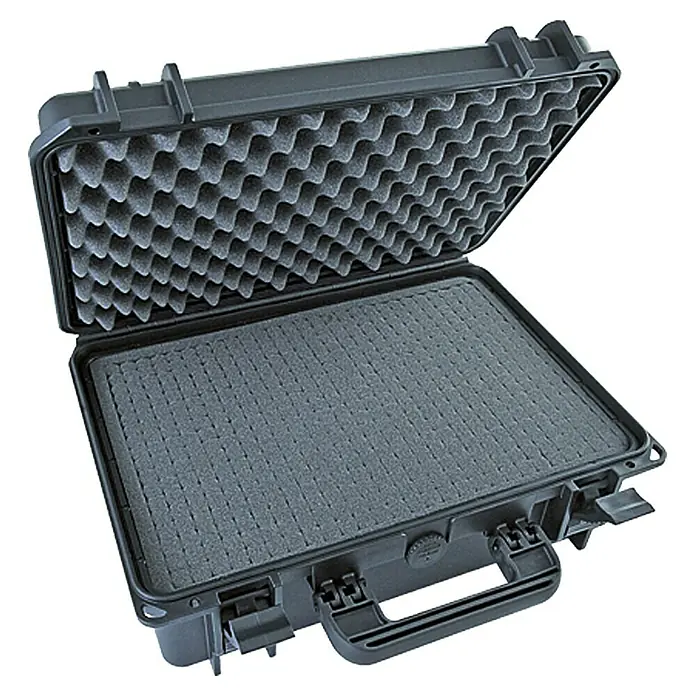 Wasserdichter Koffer MAX 300 mit Einlage - L x B x H: 336 x 300 x 148 mm, Mit Würfelschaumstoffeinlage, Schwarz, Kunststoff