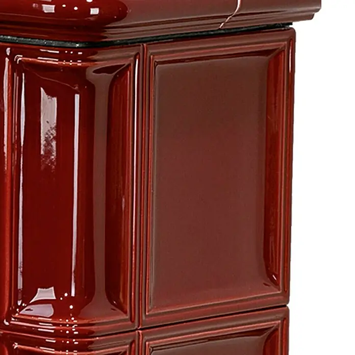 Justus Kachelofen Bavaria - 7 kW, Raumheizvermögen: 144 m³, Verkleidung: Keramik, Bordeaux - Detailaufnahme