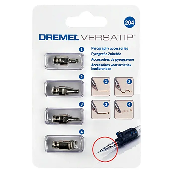 Dremel Set pirograbado VersaTip mod. 204 - 4 ud., Específico para: Dremel VersaTip - Vista frontal
