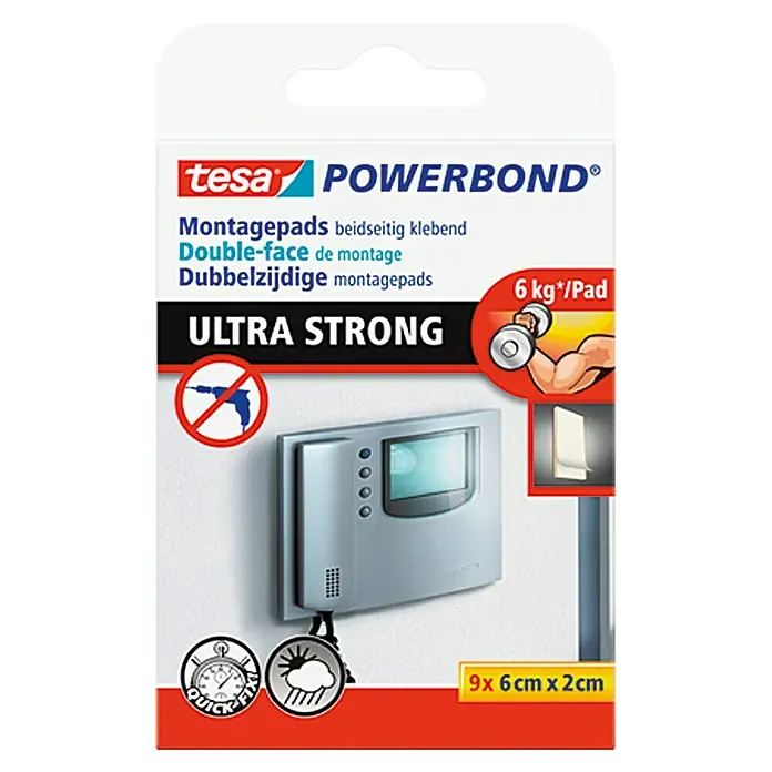 Tesa Powerbond Montagepads Ultra Strong - 9 Stk. - Vorderansicht