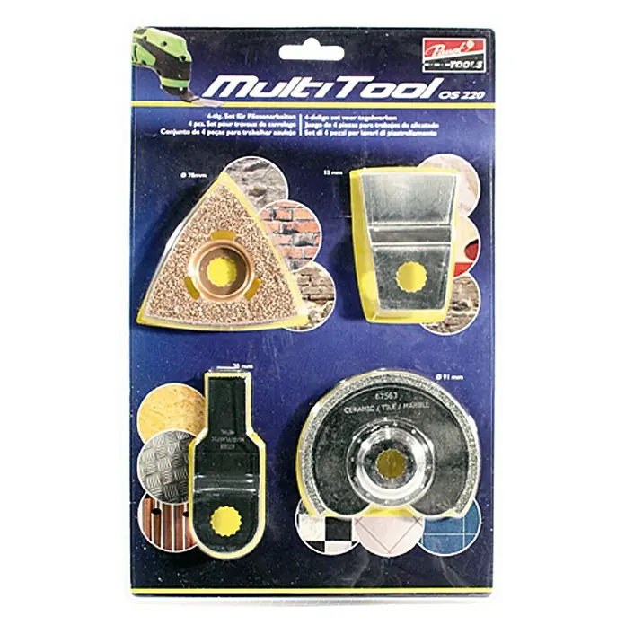 Multifunktionswerkzeug-Zubehör Set 1 Fliesenarbeiten - 4 -tlg., Passend für: Multitool 220 - Vorderansicht