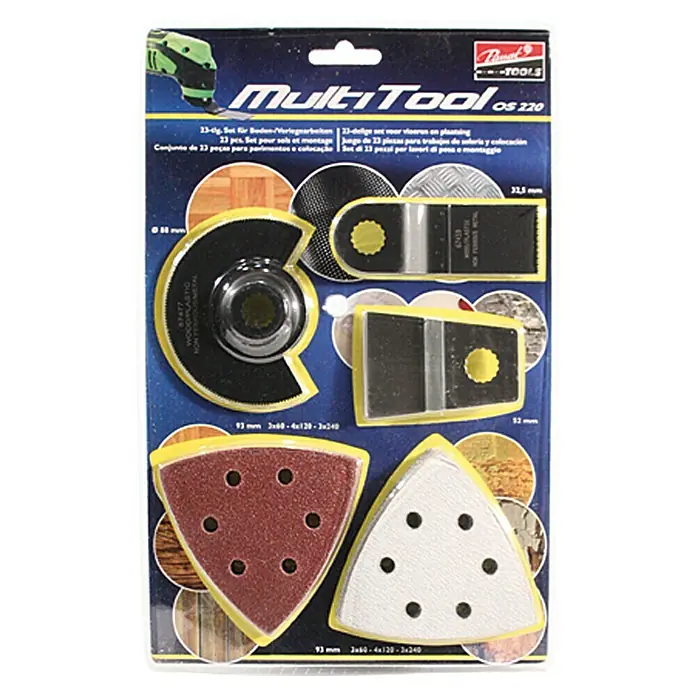 Multifunktionswerkzeug-Zubehör Set 3 Boden/Verlegearbeiten - 23 -tlg., Passend für: Multitool 220 - Vorderansicht