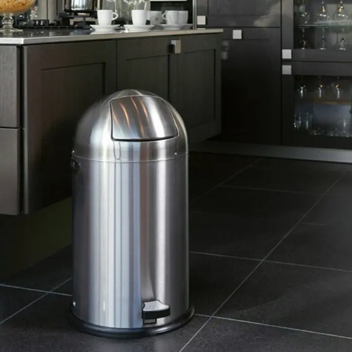 Vepa Bins Treteimer Kickcan - 33 l, Farbe: Silber Metallic, Rund, Metall