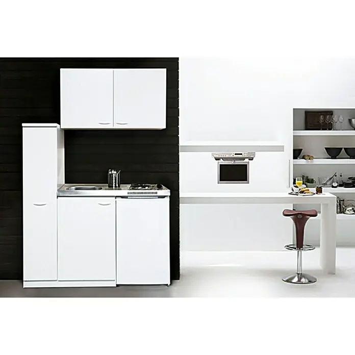 Respekta Miniküche MK130WOSS - 130 cm, Mit Duo-Kochmulde, Weiß - Stimmungsaufnahme