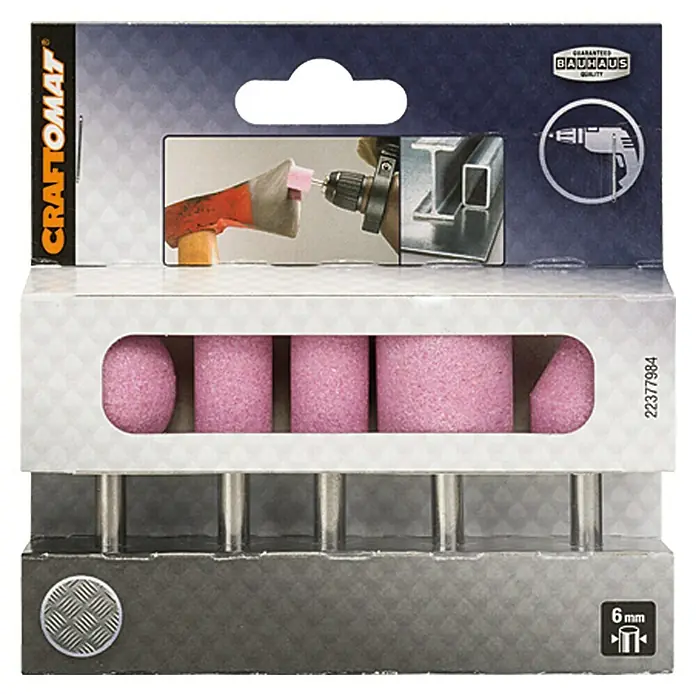 Craftomat Komplet brusnih klinova - 5 -dij., Kaljeni čelik - Pogled sprijeda
