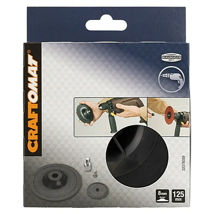 Craftomat Schleifteller - Durchmesser: 125 mm, Durchmesser Schaft: 8 mm - Vorderansicht