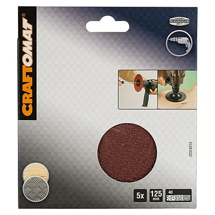 Craftomat Schleifpapier - Durchmesser: 125 mm, Körnung: 40, Passend für: Schleifteller 125 mm - Vorderansicht
