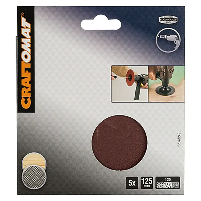 Craftomat Schleifpapier - Durchmesser: 125 mm, Körnung: 120, Passend für: Schleifteller 125 mm - Vorderansicht