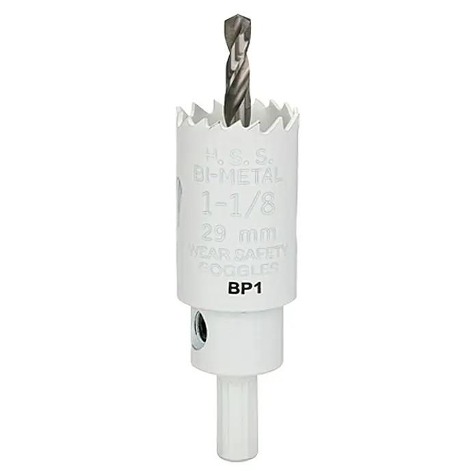 Craftomat Kruna za bušenje rupa u drvu - 29 mm, HSS bimetal, Promjer brtve: 10 mm HEX - Pogled sprijeda