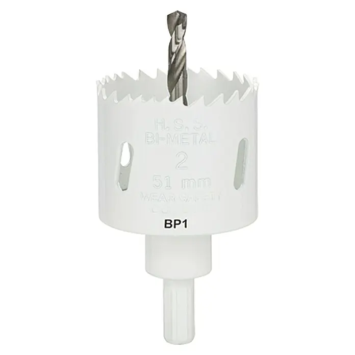 Craftomat Kruna za bušenje rupa u drvu - 51 mm, HSS bimetal, Promjer brtve: 10 mm HEX - Pogled sprijeda