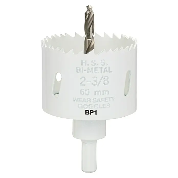 Craftomat Kruna za bušenje rupa u drvu - 60 mm, HSS bimetal, Promjer brtve: 10 mm HEX - Pogled sprijeda