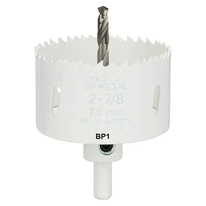 Craftomat Kruna za bušenje rupa u drvu - 73 mm, HSS bimetal, Promjer brtve: 10 mm HEX - Pogled sprijeda