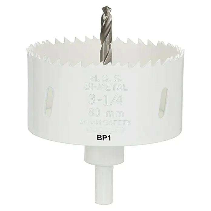 Craftomat Kruna za bušenje rupa u drvu - 83 mm, HSS bimetal, Promjer brtve: 10 mm HEX - Pogled sprijeda