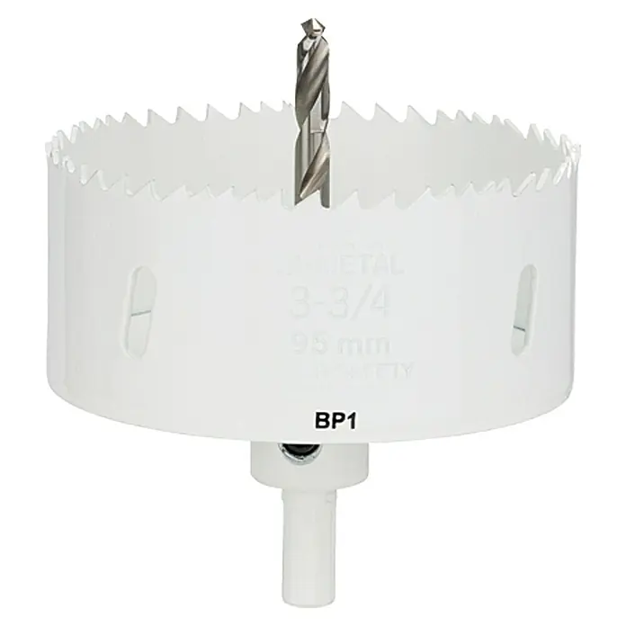 Craftomat Kruna za bušenje rupa u drvu - 95 mm, HSS bimetal, Promjer brtve: 10 mm HEX - Pogled sprijeda
