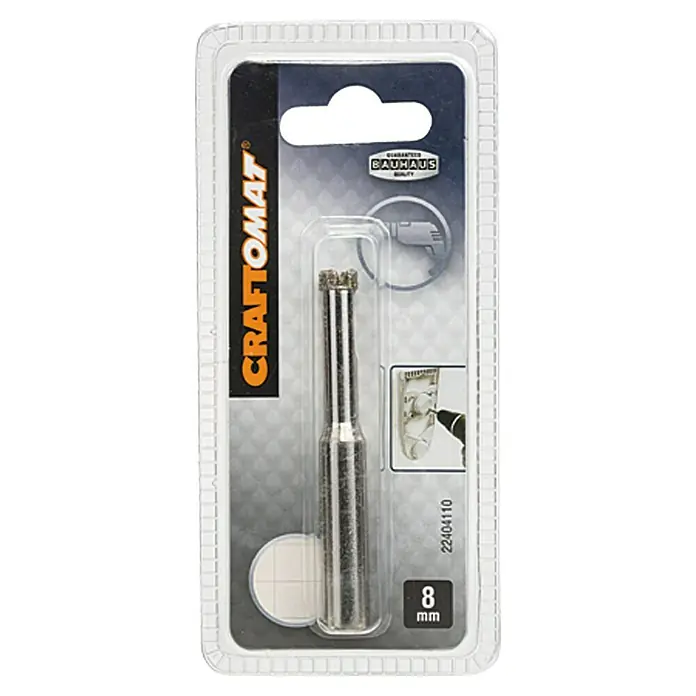 Craftomat Dijamantno svrdlo za mokro bušenje Keramik - 8 mm, Promjer brtve: 10 mm - Pogled sprijeda