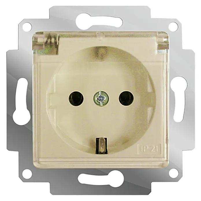 Voltomat MIKRO Steckdose mit Klappdeckel - Elektroweiß, 1-fach, Kunststoff, Unterputz - Vorderansicht