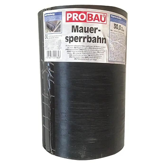 Probau Mauersperrbahn - 25 m x 30 cm x 1,2 mm, PVC - Vorderansicht