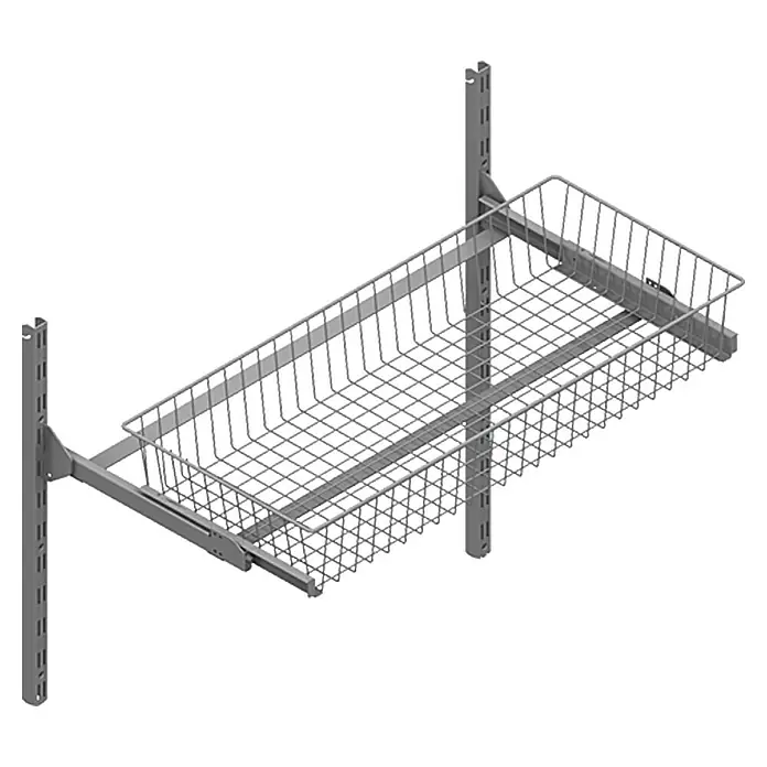 Element System Žičana košara - 35 x 80 cm, s izvlačenjem, Bijelo-aluminij - Pogled sprijeda