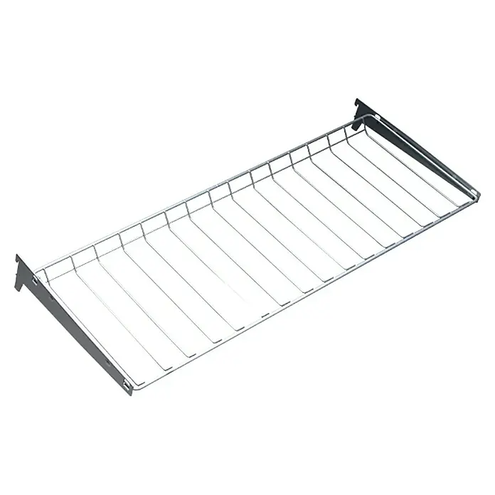 Element System Flaschenkorb - 80 x 30 cm, Traglast: 18 kg/Boden, Weiß/Aluminium - Vorderansicht