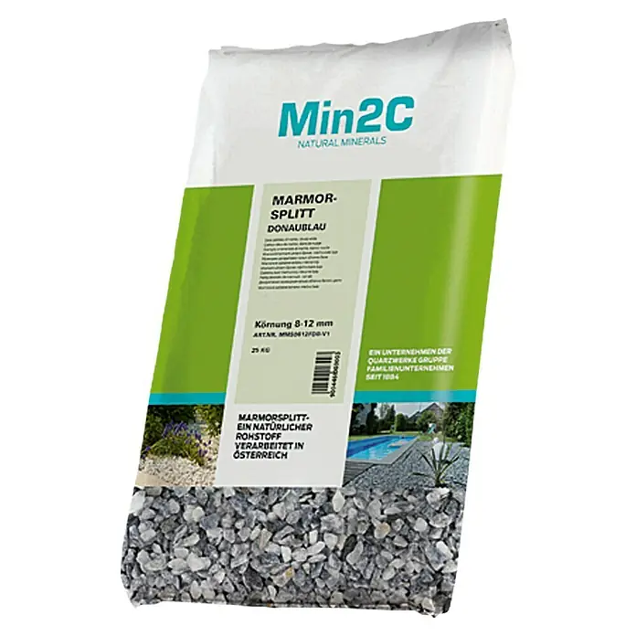 Min2C Mramorni granulat - Dunavski plave boje, Granulacija: 8 mm - 12 mm, 25 kg - Pogled sprijeda