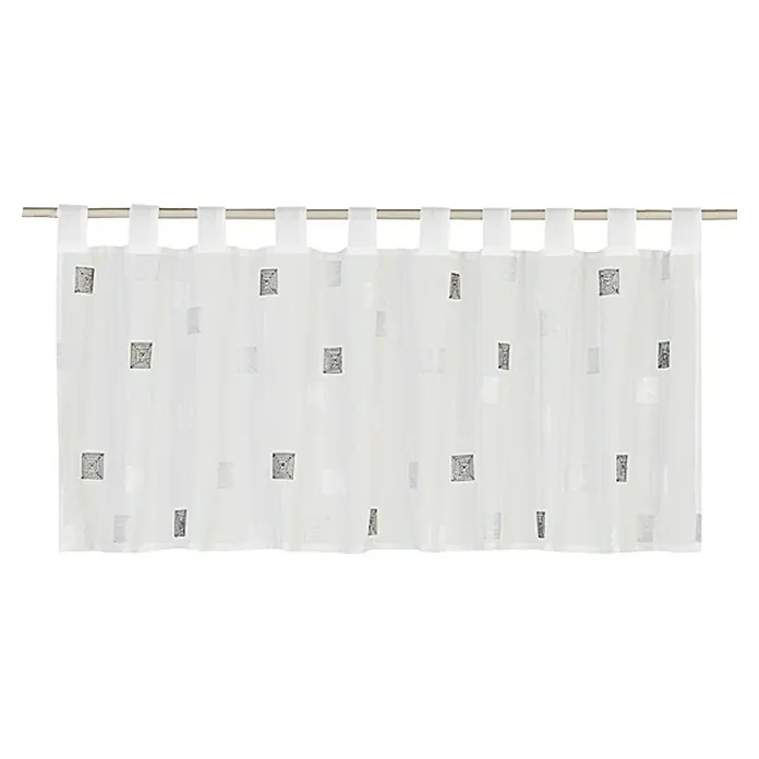 Elbersdrucke Bistrogardine Quadro - 140 x 48 cm, 100 % Polyester, Schwarz/Weiß - Vorderansicht