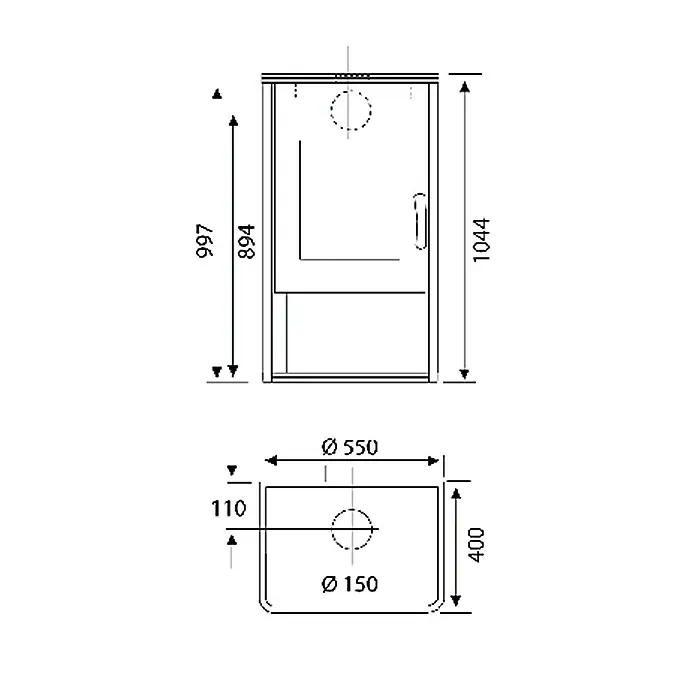 Wamsler Kaminofen Titan - 8 kW, Raumheizvermögen: 182 m³, Verkleidung: Sandstein, Gussgrau - Vorderansicht