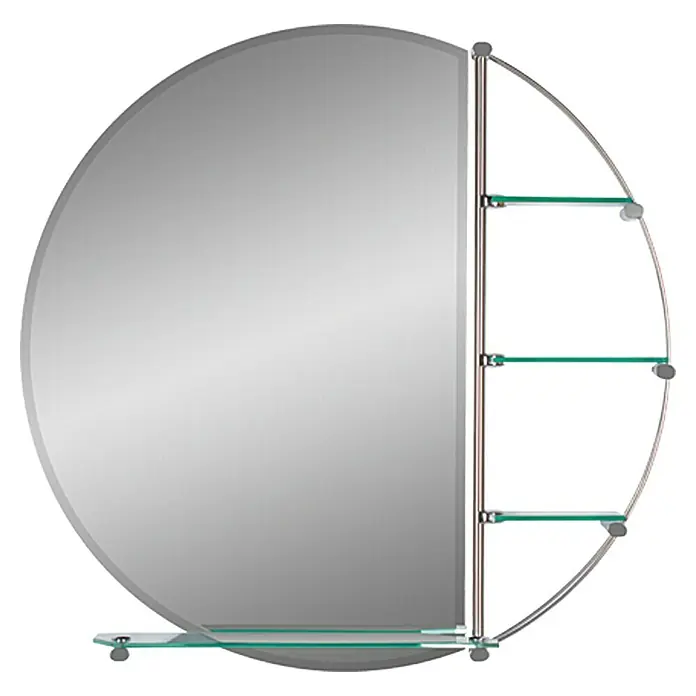 Kristall-Form Ablagespiegel Jaques - Durchmesser: 80 cm, 4 Glasablagen - Vorderansicht