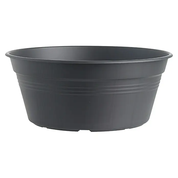 Elho Green Basics Okrugla tegla za cvijeće - Vanjska dimenzija (ø x V): 27 x 11 cm, Plastika, Crne boje
