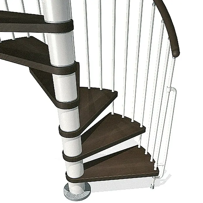 Fontanot Arké Spindeltreppe Klan - Durchmesser: 140 cm, Weiß, Farbe Stufen: Buche Dunkel, Geschosshöhe: 253 cm - 306 cm - Vorderansicht