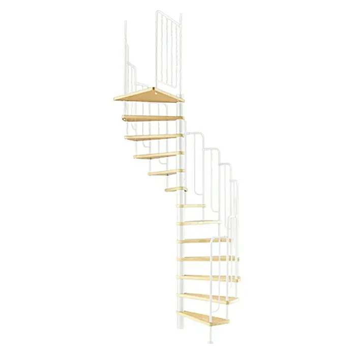 Dolle Spindeltreppe Wien - Durchmesser: 138 mm, Weiß, Farbe Stufen: Buche Natur, Geschosshöhe: 229 cm - 291 cm - Vorderansicht