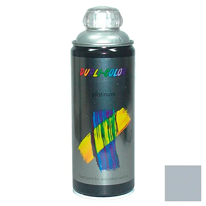 Dupli-Color Platinum Sprej s lakom u boji platino RAL 9006 - Srebrne boje, 400 ml, Svilenkasti mat - Pogled sprijeda