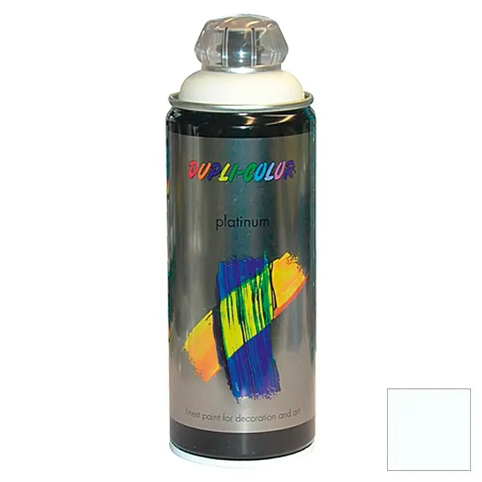 Dupli-Color Platinum Kleurlak, spray platinum RAL 9010 Zuiver wit - Zuiver wit, 400 ml, Zijdemat - Vooraanzicht