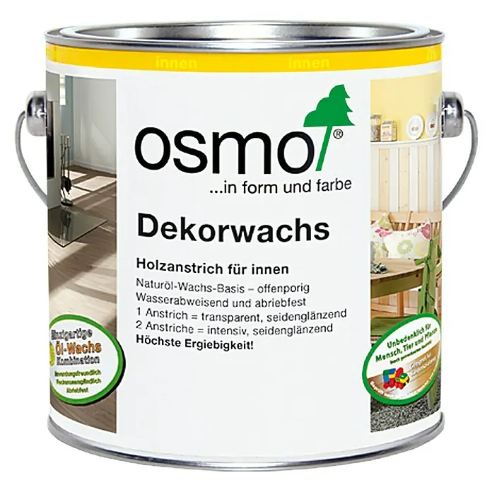 Osmo Dekorwachs - Weiß, 750 ml, Seidenglänzend, Naturöl-Wachs-Basis - Vorderansicht