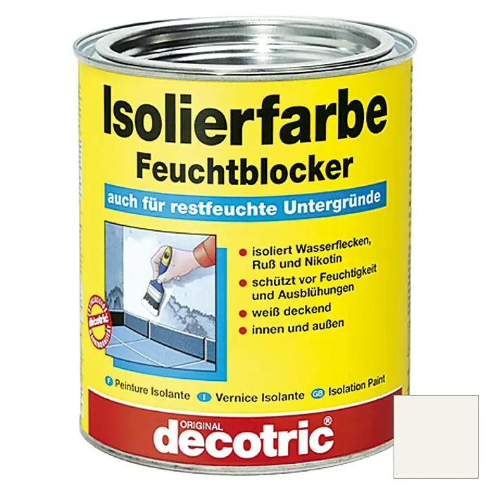 Decotric Isolierfarbe Feuchtblocker - Weiß, 750 ml, Matt - Vorderansicht