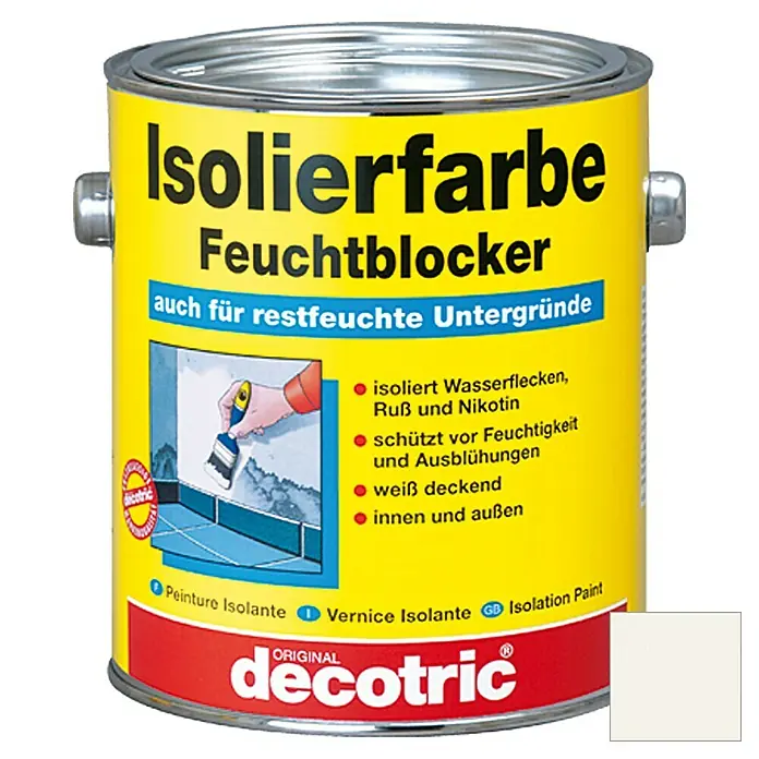Decotric Isolierfarbe Feuchtblocker - Weiß, 2 l, Matt - Vorderansicht