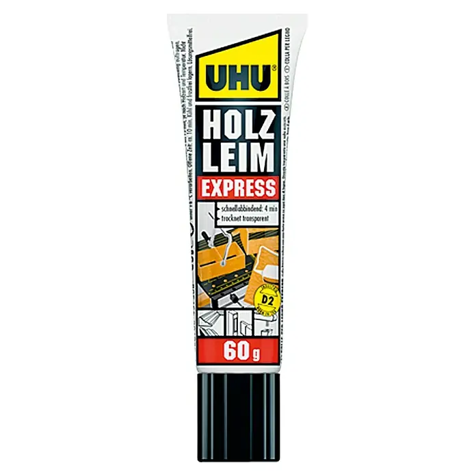 UHU Holzleim Express - 60 g, Lösemittelfrei - Vorderansicht