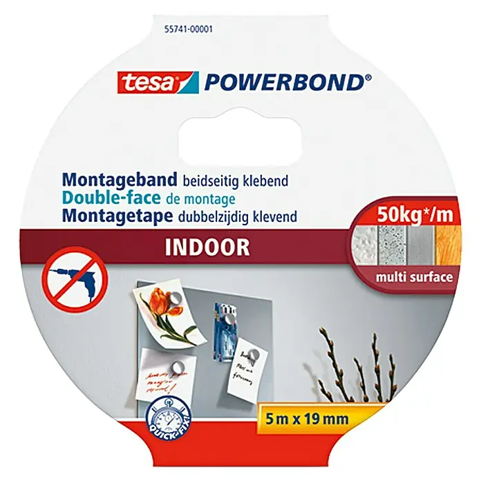 Tesa Powerbond Montageband Indoor - 5 m x 19 mm