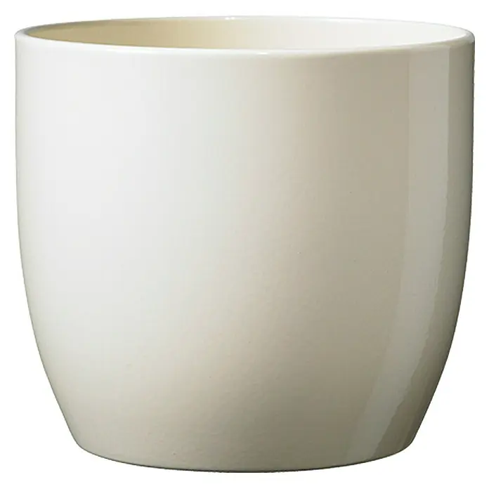 SK Übertopf rund Basel Full Colore - Außenmaß (Ø x H): 14 x 13 cm, Vanilla, Keramik, Glänzend - Vorderansicht