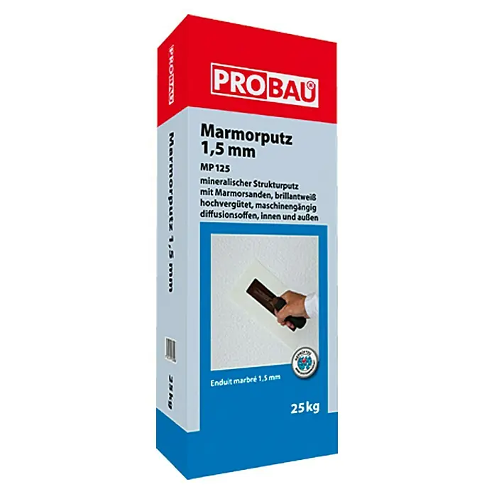 Probau Marmorputz Premium - 25 kg, Körnung: 1,5 mm, Weiß - Vorderansicht