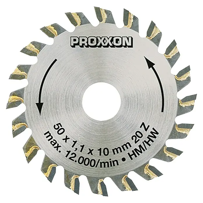 Proxxon Disco de sierra N.º 28017 - 50 mm, Diámetro orificio de alojamiento: 10 mm, Número de dientes: 20 - Vista frontal