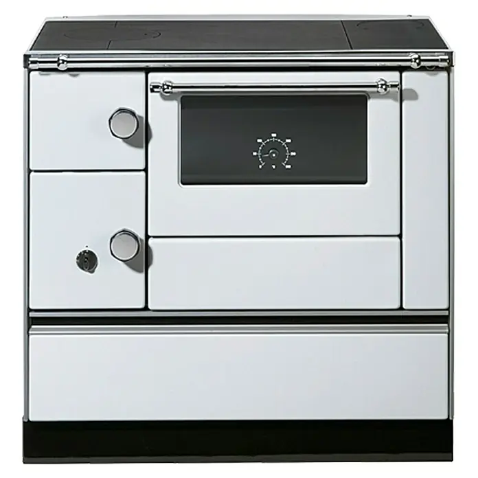 Westminster Küchenherd K 176A-90 - 5 kW, Raumheizvermögen: 124 m³, Backofen rechts, Weiß - Vorderansicht