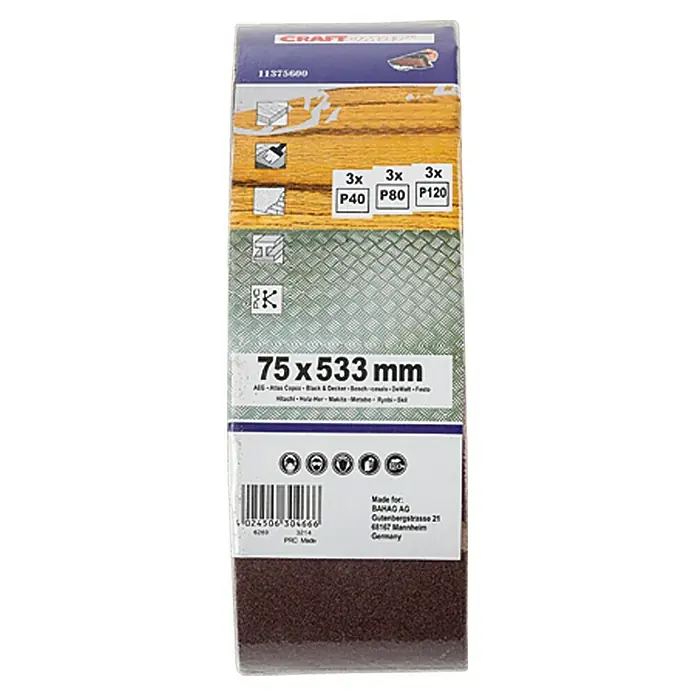 Craftomat Set traka za brušenje - 75 x 533 mm, 9 -dij.