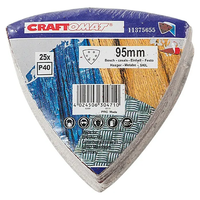Craftomat Delta-Haftschleifscheiben Sparpack - Körnung: 40, Länge: 95 mm, 25 -tlg.