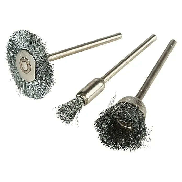 Craftomat Mini-Drahtbürsten-Set - 3 -tlg., Durchmesser Schaft: 2,3 mm