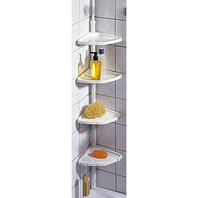 Wenko Teleskopski kutni stalak za kupaonsku galanteriju Compact - 56 cm - 275 cm, 4 police, Bijele boje